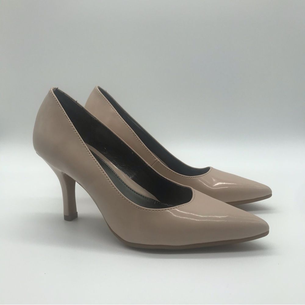 Alfani Step N Flex Nude Beige Tan Heels Pumps Womens Pointed Toe Shoes Sz 5.5